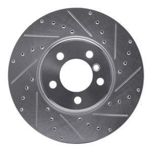 Land Rover Range Rover Brake Rotor (1) - Front Right - R1 Concepts - Drilled & Slotted - Silver - `03-`05